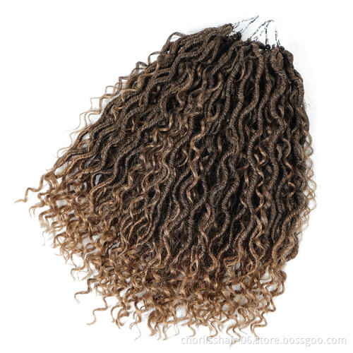 Wholesale Black Goddess Long Ombre color Faux Locs Wavy With Curly River Crochet Braids Hair Extension Afro For Black Women
